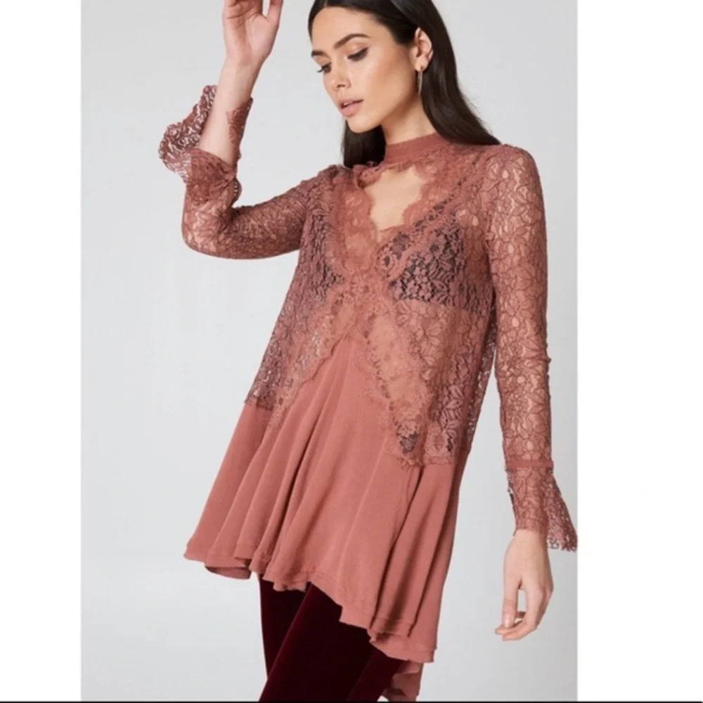 Free People Tell Tale Lace Tunic Dress